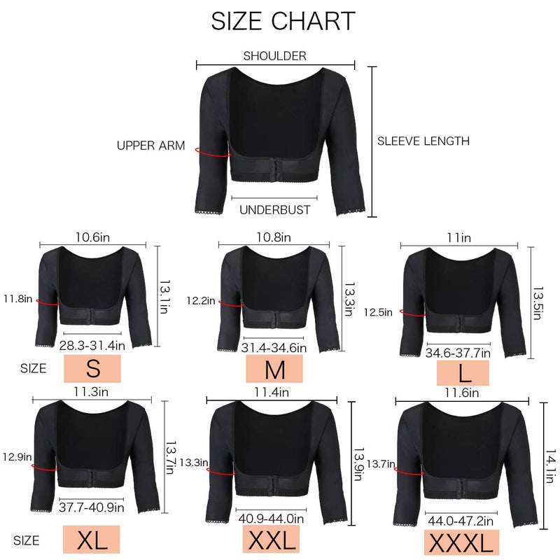 woahee Women's Arm Shaper Plus Size Arm Faja Compression Sleeve Garment Post Surgical Arm Shapewear Black X-Large - Image 4